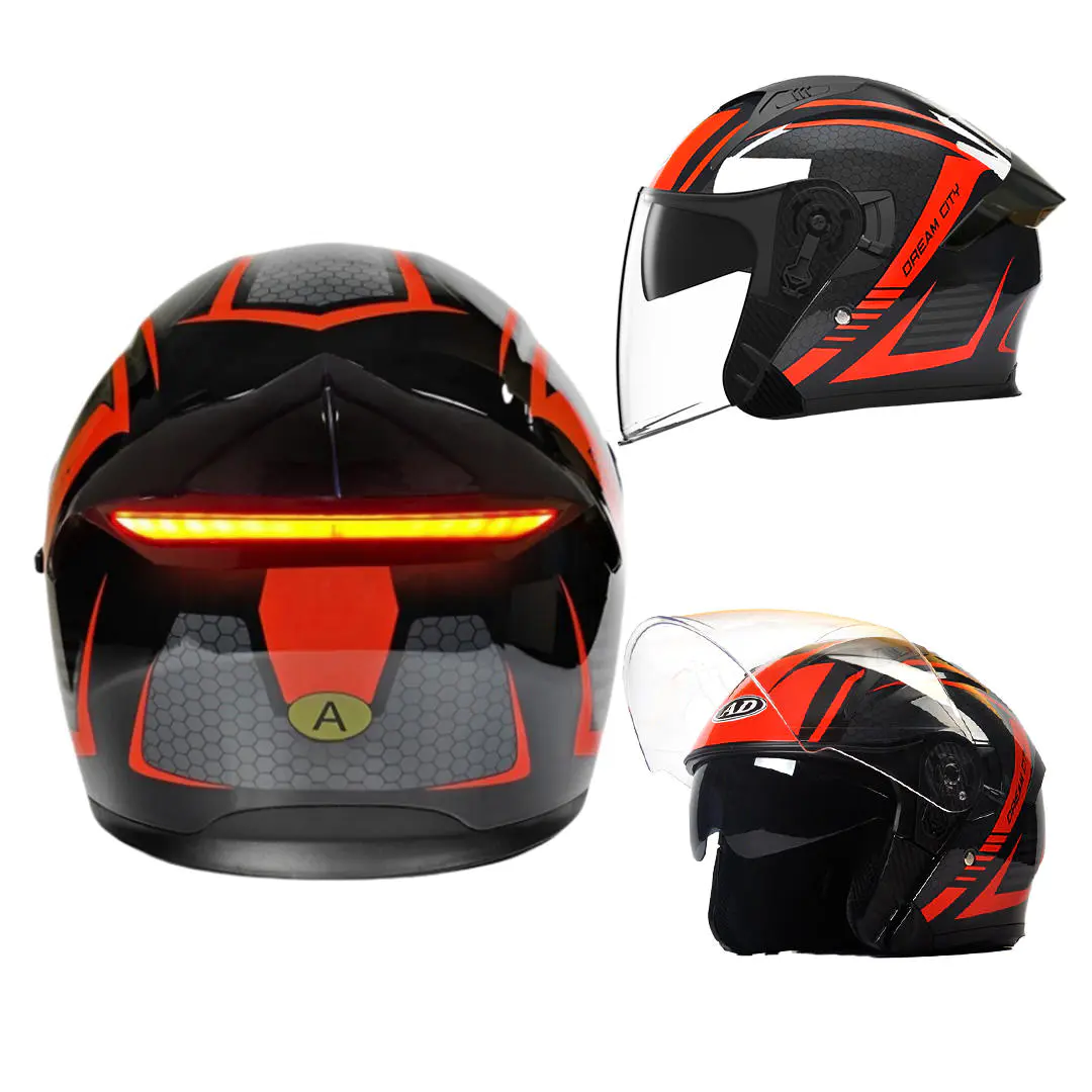 K5 LED Intelligence Veiligheidsachterlicht Motorhelm DOT-gecertificeerde open helm